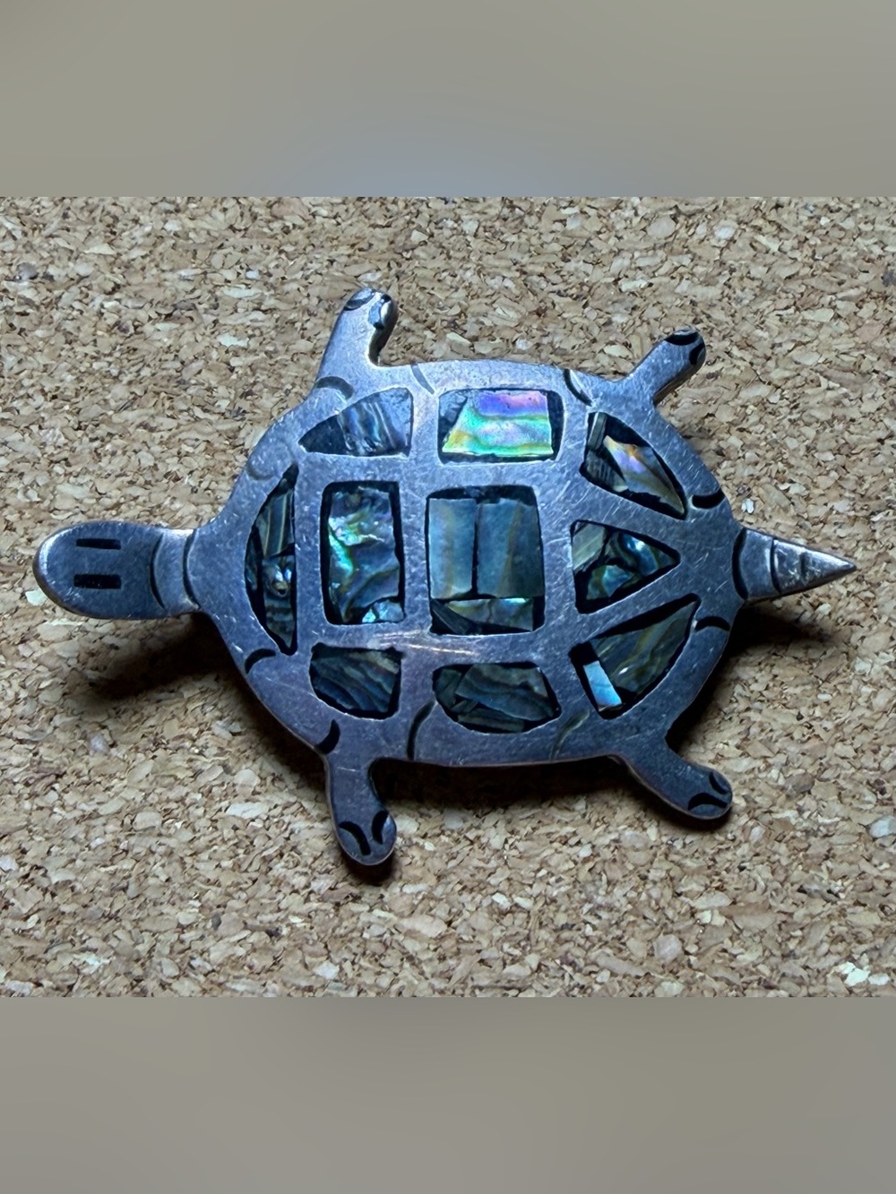 925 Sterling Silver Taxco Mexico Vintage Turtle Abalone Brooch Pin Turtle TR-161